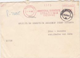 AMOUNT 4, BUCHAREST, HEALTH MINISTERY METERMARK, MACHINE STAMPS ON REGISTERED COVER, 1990, ROMANIA - Lettres & Documents