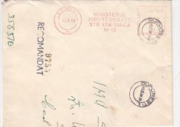 AMOUNT 5.5, BUCHAREST, INDUSTRY MINISTERY METERMARK, MACHINE STAMPS ON REGISTERED FRAGMENT, 1989, ROMANIA - Lettres & Documents