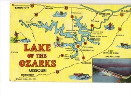 BT19426 The Lake Of The Ozarks  Map Cartes Geographiqu USA Scan Front/back Image - Altri & Non Classificati