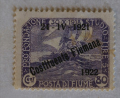 ITALIA REGNO - 1922 FIUME MH* - Fiume & Kupa