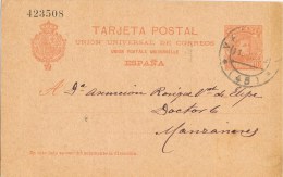 7547. Entero Postal VALENCIA 1902. Alfonso XIII Cadete - 1850-1931