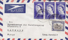 South Africa Airmail Par Avion Lugpos VANDERBIJL 1953 Cover Brief To Denmark QEII. Corontion Stamps (3x) - Lettres & Documents