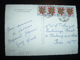 CP TP BLASON TOURAINE 2F X4 OBL 31-8-1953 (22 COTES DU NORD) - 1941-66 Stemmi E Stendardi