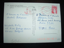 CP TP SABINE DE GANDON 1,60F OBL.MEC.10-12-1981 PIERRELATTE(26 DROME)+ ARRIVEE EMA 11.12.1981 BUREAU CENTRAL DU COURRIER - 1977-1981 Sabine De Gandon