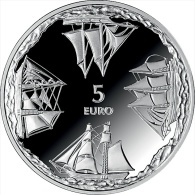 2014 Latvia / Lettland 5 EURO Sailing Ship ,galleon - Ainaži Nautical School Ag 925 Silver Proof  - RR - Lettonia