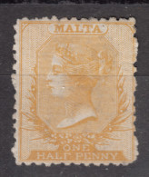 MALTA  1863  QV  1/2P   Perf.121/2  MH  NO  GUM - Malta (...-1964)