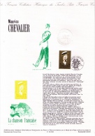 Beau Document Philatélique Officiel Premier Jour France, Maurice Chevalier, Chanson, 1990 - Sänger
