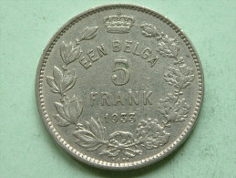 1933 Een Belga - 5 Frank / KM 98 ( Uncleaned Coin - For Grade, Please See Photo ) !! - 5 Frank & 1 Belga