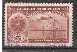 VENEZUELA, 1938 AEREO / Airmail, Yvert  113 A, 5 B Brun Rouge, Puits De PETROLE / Petroleum , Obl, TB - Aardolie