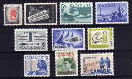 Canada - 1956/61 - 10 Differnt Commemoratives - MH - Unused Stamps