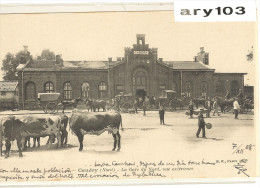 59 - Nord _ Caudry  _La  Gare Ndu Nord Vue Extérieur  (  Avec Les Vaches ) - Caudry