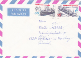 REGISTER COVER, BOATS, STAMPS ON COVER, NICE FRANCKING, CESKOSLOVENSKO - Covers & Documents