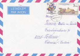 AIRMAIL COVER, CAR AND DANCERS, 1990, STAMPS ON COVER, NICE FRANCKING, CESKOSLOVENSKO - Lettres & Documents