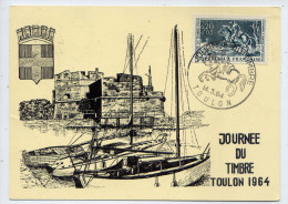 1964--Carte Maximum--Journée Du Timbre"Courrier à Cheval"sur Carte Postale Illustrée "TOULON--cachet TOULON--83- - Día Del Sello