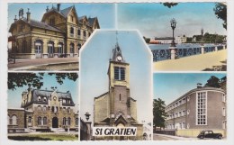 (RECTO / VERSO) SAINT GRATIEN EN 1961 - N° 100 - MULTIVUES AVEC CITROEN TRACTION - BELLE FLAMME - Saint Gratien