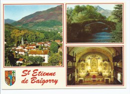 @ CP ST ETIENNE DE BAIGORRY, VUE GENERALE, PONT ROMAIN SUR LA NIVE DES ALUDES, L'EGLISE, LE RETABLE, P. ATLANTIQUES 64 - Saint Etienne De Baigorry