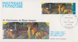 POLYNÉSIE FRANÇAISE  1ER JOUR  20EME ANNIVERSAIRE DU MUSÉE GAUGUIN 17 MARS 1985 - Storia Postale