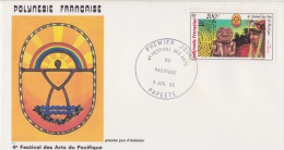 POLYNÉSIE FRANÇAISE  1ER JOUR  4 Eme Festival Du Pacifique 3 Juillet 1985 - Lettres & Documents
