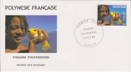 POLYNÉSIE FRANÇAISE  1ER JOUR VisaGES POLYNÉSIENS 19 Fevrier 1986 - Brieven En Documenten