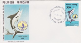 POLYNÉSIE FRANÇAISE  1ER JOUR 1er Concours De Marlin 27 Fevier 1986 - Lettres & Documents