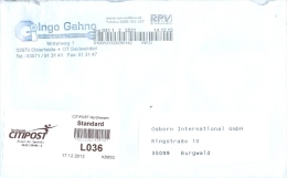 BRD Elsterheide Privatpost 2012 RPV Cottbus Stempel + Label Citipost Nordhessen Marburg Gahno Werkzeuge - Privatpost