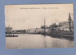 CPA - CHATEAUNEUF Sur SARTHE - L' Eglise Et Le Cercle Du Liège - Chateauneuf Sur Sarthe