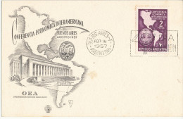 Argentina FDC Card 16-8-1957 OAS  American Economic Conference - FDC