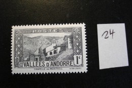 Andorre Français - Années 1932-33 - Chapelle N.D. Meritxel- Y.T. 24 - Neufs (*) - Mint (MLH) - Ongebruikt
