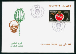 EGYPT / 2000 / MEDICINE / ANTI DRUGS / NARCOTICS / ADDICTION / SYRINGE / POPPY / DRUG ABUSE / SKULL / DEATH / FDC - Covers & Documents