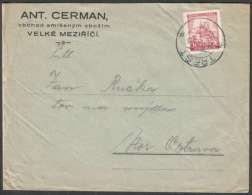 BuM1121 - Böhmen Und Mähren (1940) Trest (czech. Postmark) (letter) Tariff: 1,00K (stamp: Prague Castle) - Briefe U. Dokumente