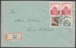 BuM1112 - Böhmen Und Mähren (1939) Slany (czech. Postmark) R-letter, Tariff: 3,60K (czech. R-label) - Briefe U. Dokumente