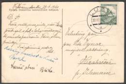 BuM1196 - Böhmen Und Mähren (1940) Luze (czech. Postmark) Postcard, Tariff: 50h (stamp: Castle Karlstejn) - Storia Postale