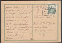 BuM1190 - Böhmen Und Mähren (1939) Krasno Nad Becvou (czech. Postmark) Card, Tariff: 50h (stamp: Castle Karlstejn) - Storia Postale