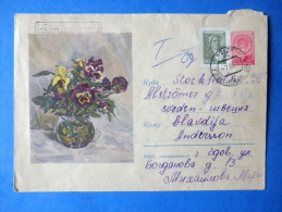 Russia - USSR - Cover - Air Mail - Sent From Russia (Gdov) To Sweden (Stockholm) 1960 - Flowers - Covers & Documents