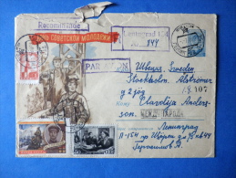 Russia - USSR - Cover - Air Mail - Registered - Sent From Russia (Leningrad) To Sweden (Stockholm) 1960 - Workers - Lettres & Documents