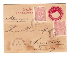Türkei - Egypt, Ganzsache Benutzt Als Umschlag Gesendet 1892 Von Konstantinopel Nach Amstadt (D) Mit AK-Stempel - Storia Postale