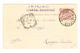 Türkei - 1901 AK Smyrne Ges. Von Ayvalik Nach Italien Mit 20 Para Ausgabe 1892 - Storia Postale