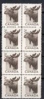 Canada 1953 3 Cent Moose Issue #323 Block Of 8 MNH - Neufs