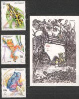 Somalia 2002 Frogs Set And Souvenir Sheet; Michel # 955-57, Block 93 - Somalia (1960-...)