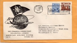 Ireland First Flight Chicago London American Airlines System 1945 Air Mail Cover - Posta Aerea