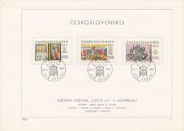 Czechoslovakia / First Day Sheet (1967/07) Praha (1): Expo 67 Montreal (gothic Art, Codex Of Jena, Glass, Fairytales...) - 1967 – Montréal (Canada)