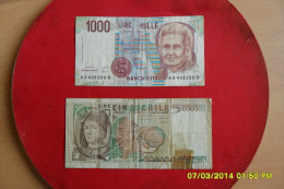 Lot De 2 Billets /Italie De 1000 Lire 1980 Et 5000 Lire 1978 En TTB - 5.000 Lire