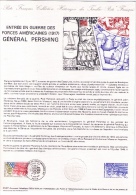 Document Philatélique Officiel Entrée En Guerre Des Forces Américaines (1917), Général Pershing, USA, 1987 - Guerre Mondiale (Première)