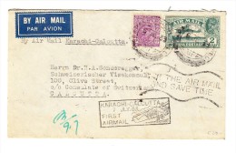 1933-7-7 Erst-Flugbrief Von Karachi-Calcutta Schweizer Konsulat - Covers & Documents