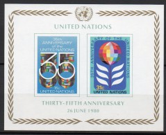 Nations Unies (New-York) - Bloc Feuillet - 1980 - Yvert N° BF 7 **  - 35° Anniversaire Des Nations Unies - Blocks & Sheetlets