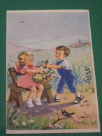 Carte Enfants Cueillant Des Fleurs - Tarjetas Humorísticas