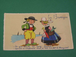 Carte La Bretagne,  Enfants En Costumes Traditionnels - Tarjetas Humorísticas