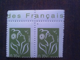 N° 3960 ** Mar. Lamouche En Paire Horiz. BdF.Piq. à Cheval. TTB.  Rare! - Unused Stamps