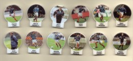 Série 12 Fèves Plates  Brillantes JOUEURS EQUIPE DE FRANCE FOOTBALL 98 - FFF Au Dos - Deportes