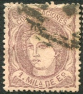 Edifil 101, 1 Milésima Violeta De 1870, 2 Ejemplares De Diferente Tono De Color En Usado - Used Stamps